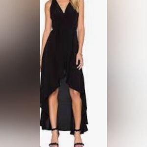 Entro Boho Black Strap Crinkle High Low Midi Women's Dress